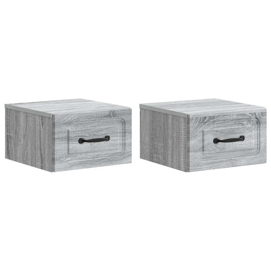 vidaXL Wall-Mounted Bedside Cabinet 2 pcs Grey Sonoma Engineered Wood