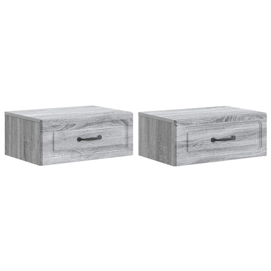 vidaXL Wall-Mounted Bedside Cabinet 2 pcs Grey Sonoma Engineered Wood
