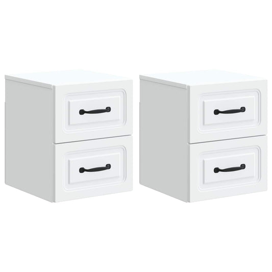 vidaXL Wall-Mounted Bedside Cabinet 2 pcs White 34.5 x 33 x 40 cm