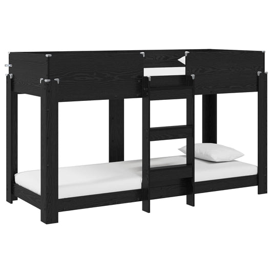 vidaXL Bunk Bed for Kids Black Oak 75 x 190 cm Engineered Wood
