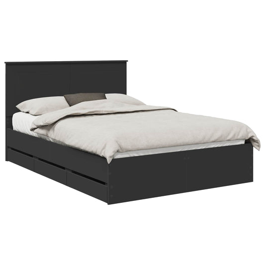 vidaXL Bed Frame with Drawer Black 160 x 200 cm Engineer Wood