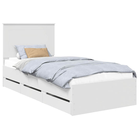 vidaXL Bed Frame with Drawer White 90 x 200 cm Engineer Wood