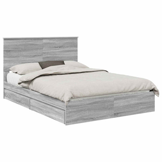 vidaXL Storage Bed Grey Sonoma 160 x 200 cm Engineered Wood