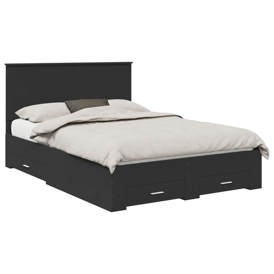 vidaXL Bed Frame Black and Silver 150 x 200 cm Engineered Wood