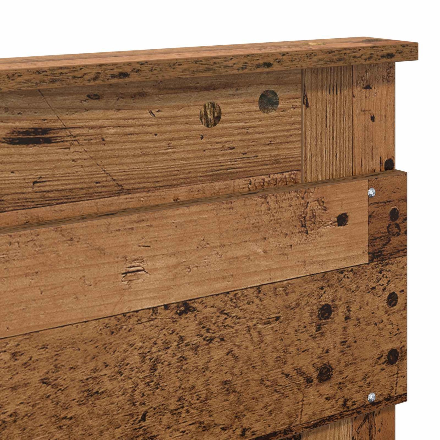 vidaXL Bed Frame with Headboard Old Wood 135 x 190 cm Solid Pine Wood