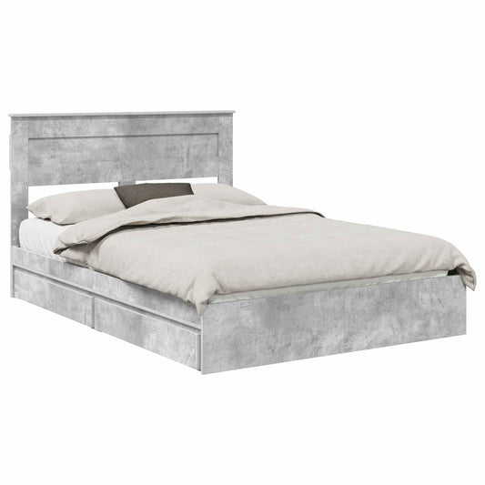 vidaXL Storage Bed Concrete Grey 150 x 200 cm Engineered Wood