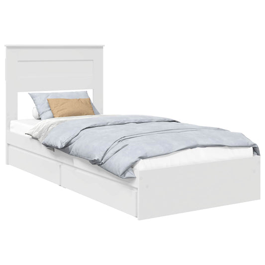 vidaXL Storage Bed with Headboard White 100 x 200 cm Engineered Wood