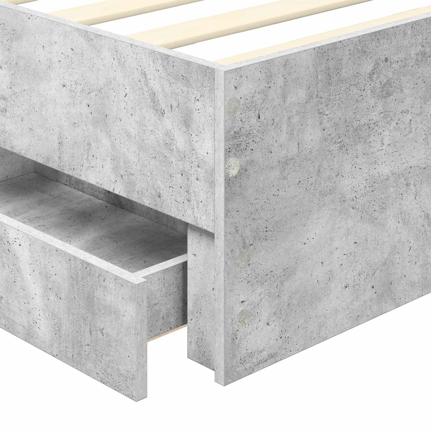 vidaXL Bed Frame with Drawer Concrete Grey 90 x 200 cm Engineer Wood