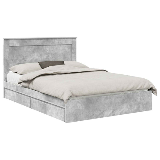 vidaXL Storage Bed Concrete Grey 150 x 200 cm Engineered Wood