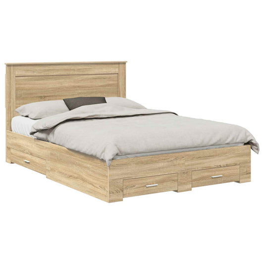 vidaXL Bed Frame with Drawer with Headboard Manual Engineered Wood