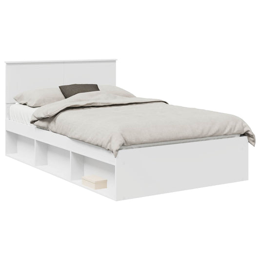 vidaXL Bed Frame with Headboard White 120 x 200 cm Solid Pine Wood