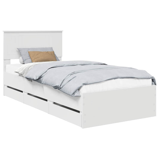 vidaXL Bed Frame with Drawer White 90 x 190 cm Engineer Wood