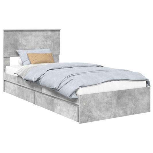 vidaXL Storage Bed Concrete Grey 90 x 190 cm Engineered Wood