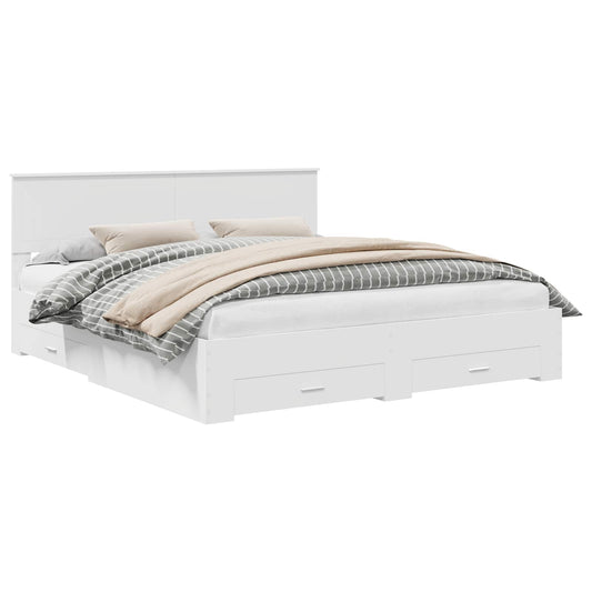 vidaXL Bed Frame with Drawer White 180 x 200 cm Engineered Wood