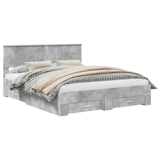 vidaXL Bed Frame Concrete Grey 160 x 200 cm Engineered Wood