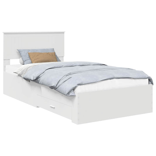 vidaXL Bed Frame with Headboard White 100 x 200 cm Engineered Wood