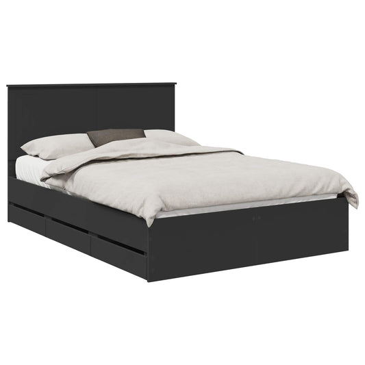 vidaXL Bed Frame with Drawer Black 140 x 200 cm Engineer Wood