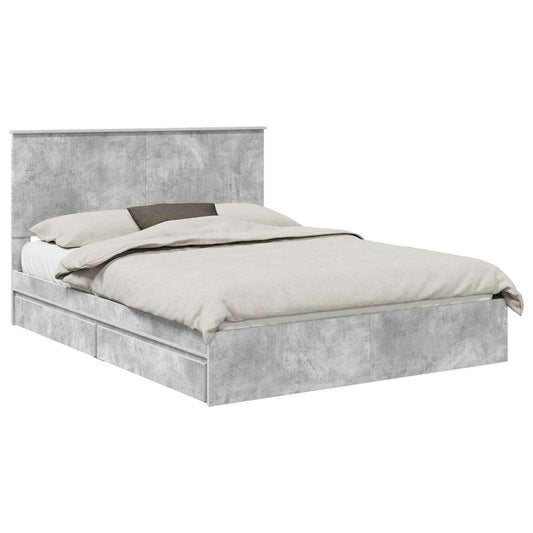 vidaXL Storage Bed Concrete Grey 150 x 200 cm Engineered Wood