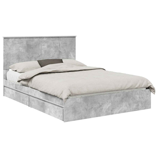 vidaXL Storage Bed Concrete Grey 135 x 190 cm Engineered Wood