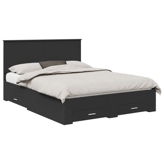 vidaXL Bed Frame Black and Silver 150 x 200 cm Engineered Wood