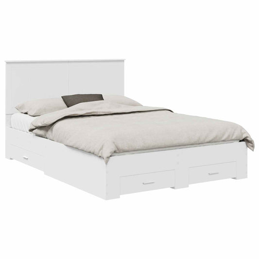 vidaXL Bed Frame with Headboard White 140 x 200 cm Engineered Wood