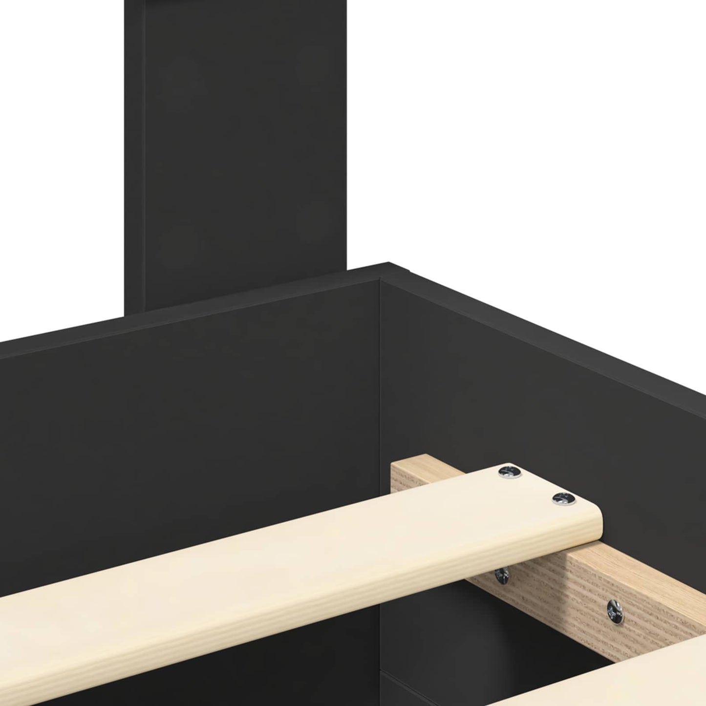 vidaXL Bed Frame with Headboard Black 135 x 190 cm Engineered Wood