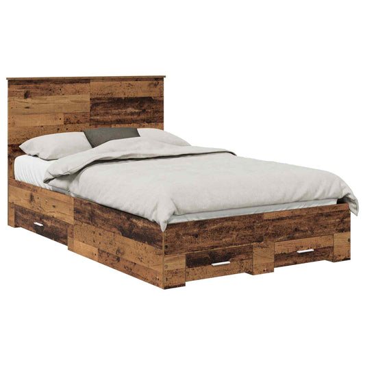 vidaXL Bed Frame with Headboard Old Wood 120 x 190 cm Engineered Wood