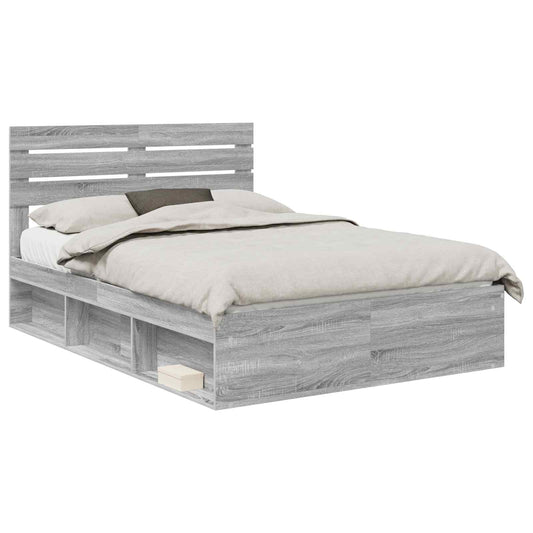 vidaXL Bed Frame Grey Sonoma 150 x 200 cm Solid Pine Wood