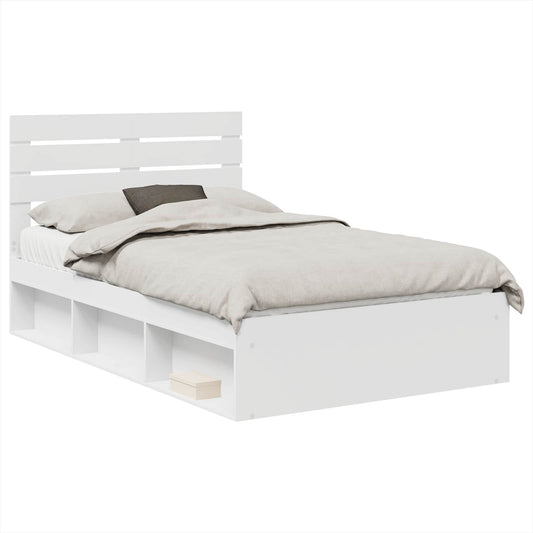 vidaXL Bed Frame with Headboard White 120 x 190 cm Solid Pine Wood
