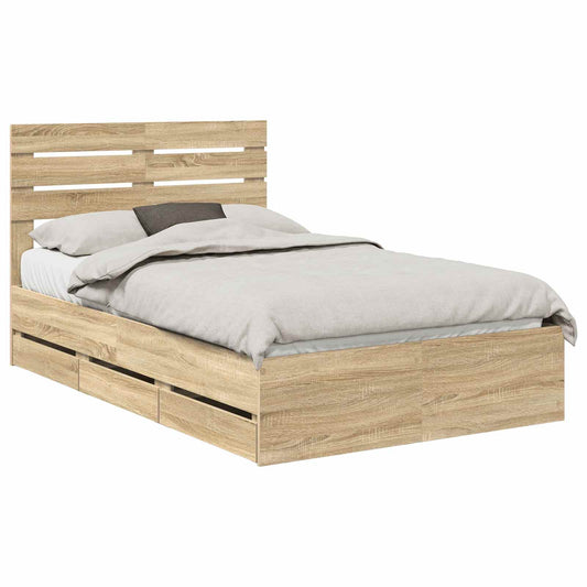 vidaXL Bed Frame with Drawer Sonoma Oak 120 x 200 cm Engineer Wood