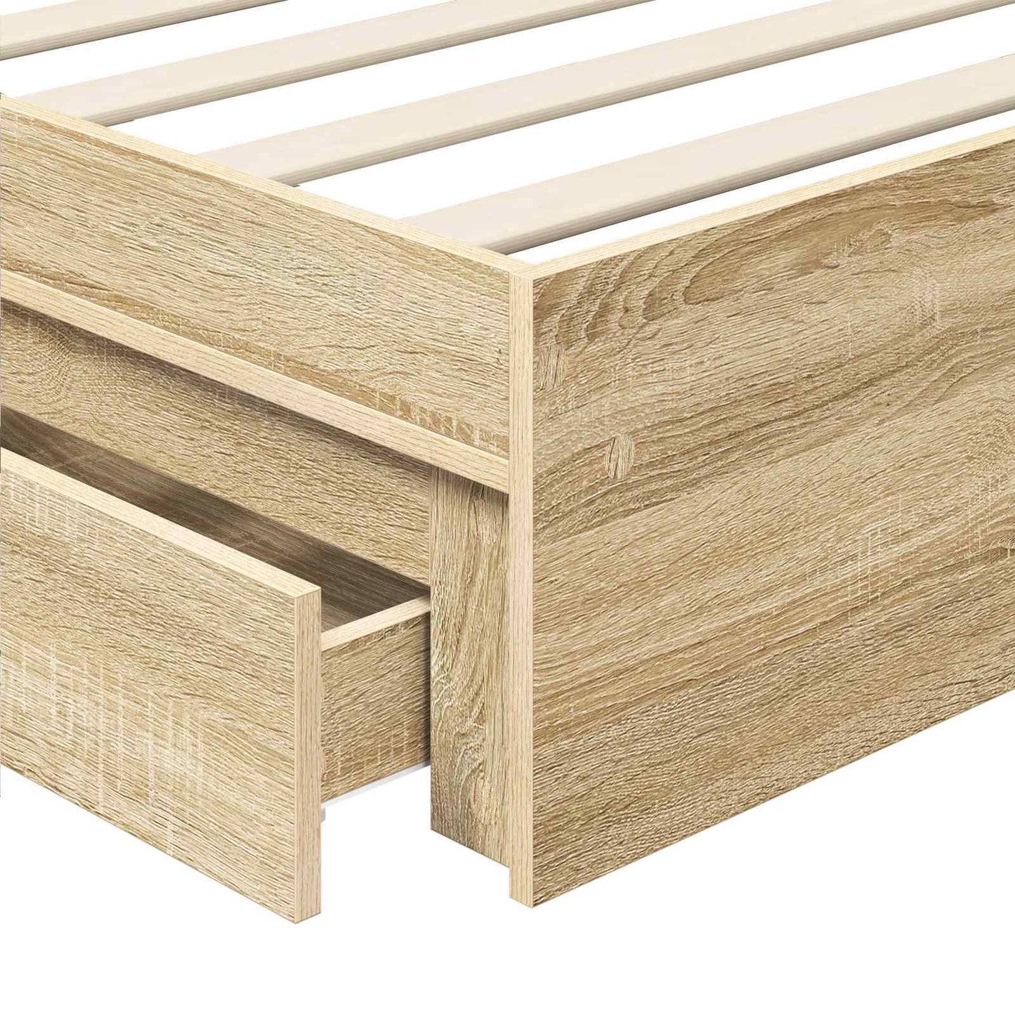 vidaXL Storage Bed with Drawer Sonoma Oak 100 x 200 cm Engineered Wood