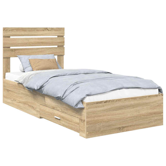 vidaXL Bed Frame with Drawer with Headboard Manual Engineered Wood