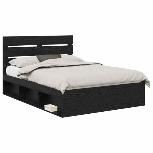 vidaXL Bed Frame with Headboard Black 140 x 200 cm Solid Pine Wood