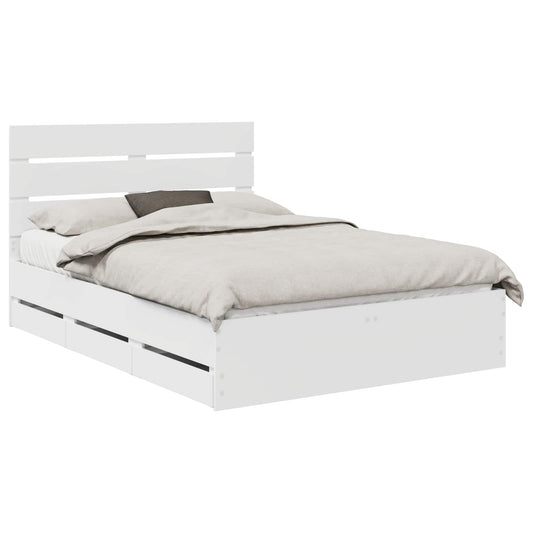 vidaXL Bed Frame with Drawer White 150 x 200 cm Engineer Wood