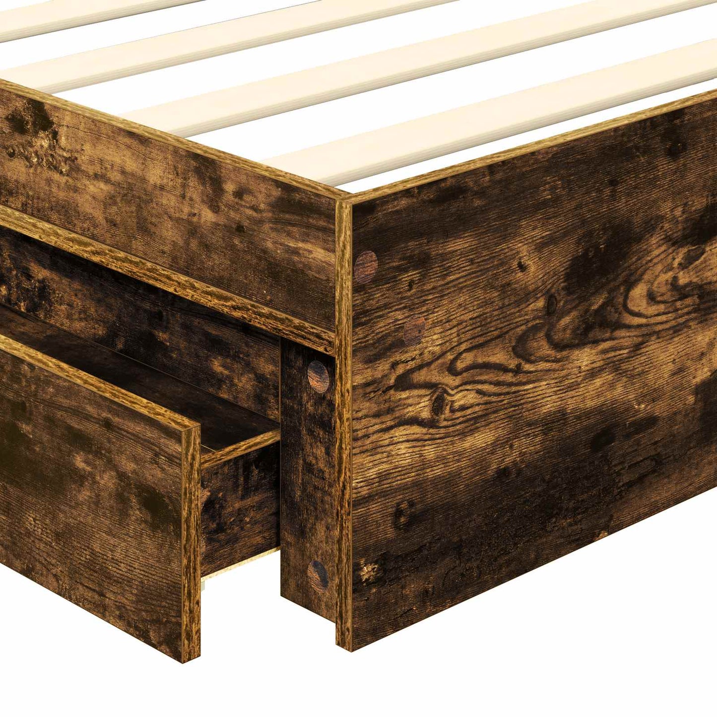 vidaXL Storage Bed with Drawer Smoked Oak 120 x 200 cm Engineered Wood