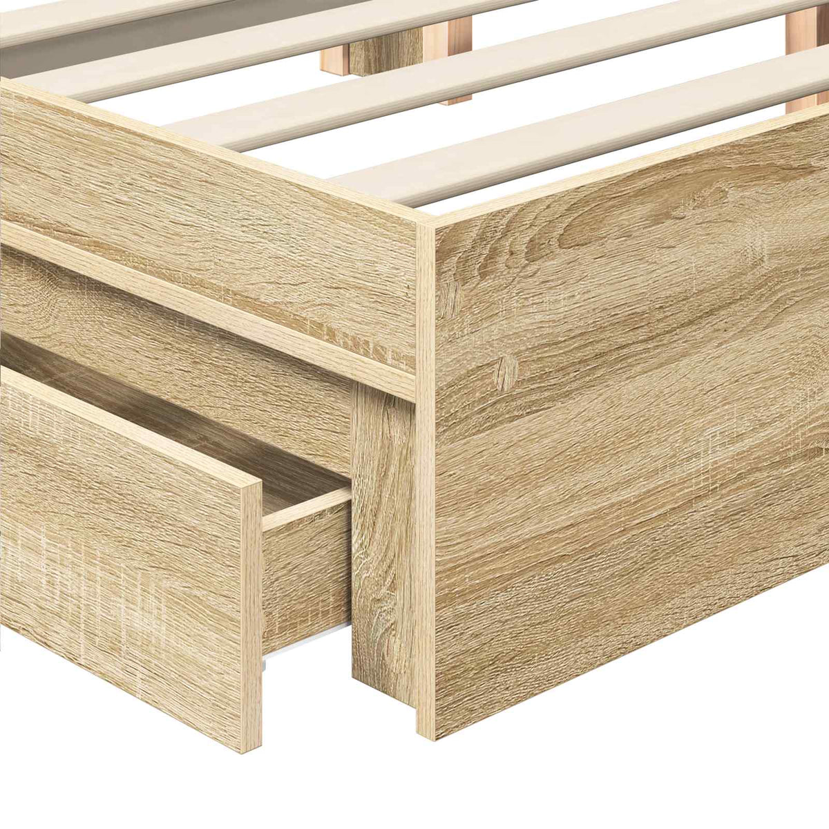 vidaXL Storage Bed with Drawer Sonoma Oak 100 x 200 cm Engineered Wood