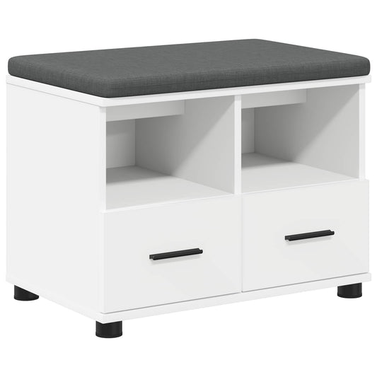 vidaXL Hall Bench White 60 x 38 x 46 cm Engineered Wood and Fabric