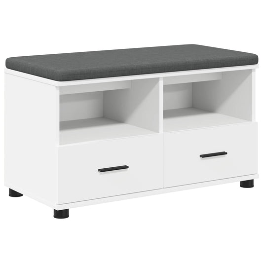 vidaXL Hall Bench White 80 x 38 x 46 cm Engineered Wood and Fabric