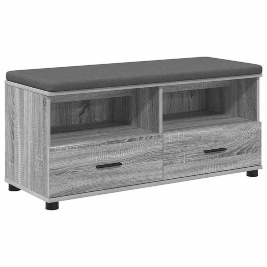 vidaXL Hall Bench with Cushion with Shelf Grey Sonoma 100 x 38 x 46 cm