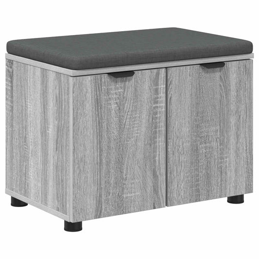 vidaXL Hall Bench with Cushion with Shelf Grey Sonoma 60 x 38 x 46 cm