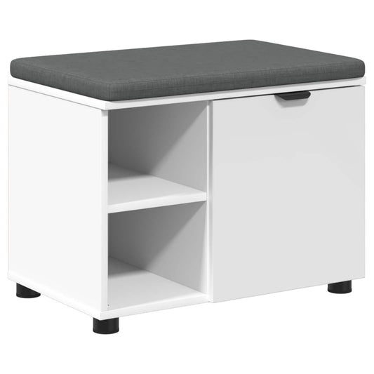 vidaXL Hall Bench White 60 x 38 x 46 cm Engineered Wood and Fabric