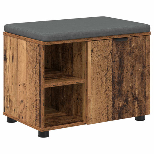 vidaXL Hall Bench Old Wood 60 x 38 x 46 cm Engineered Wood and Fabric