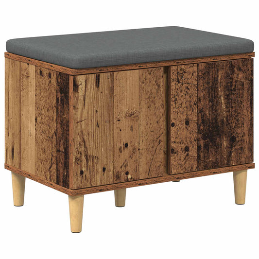 vidaXL Hall Bench Old Wood 60 x 38 x 46 cm Engineered Wood and Fabric