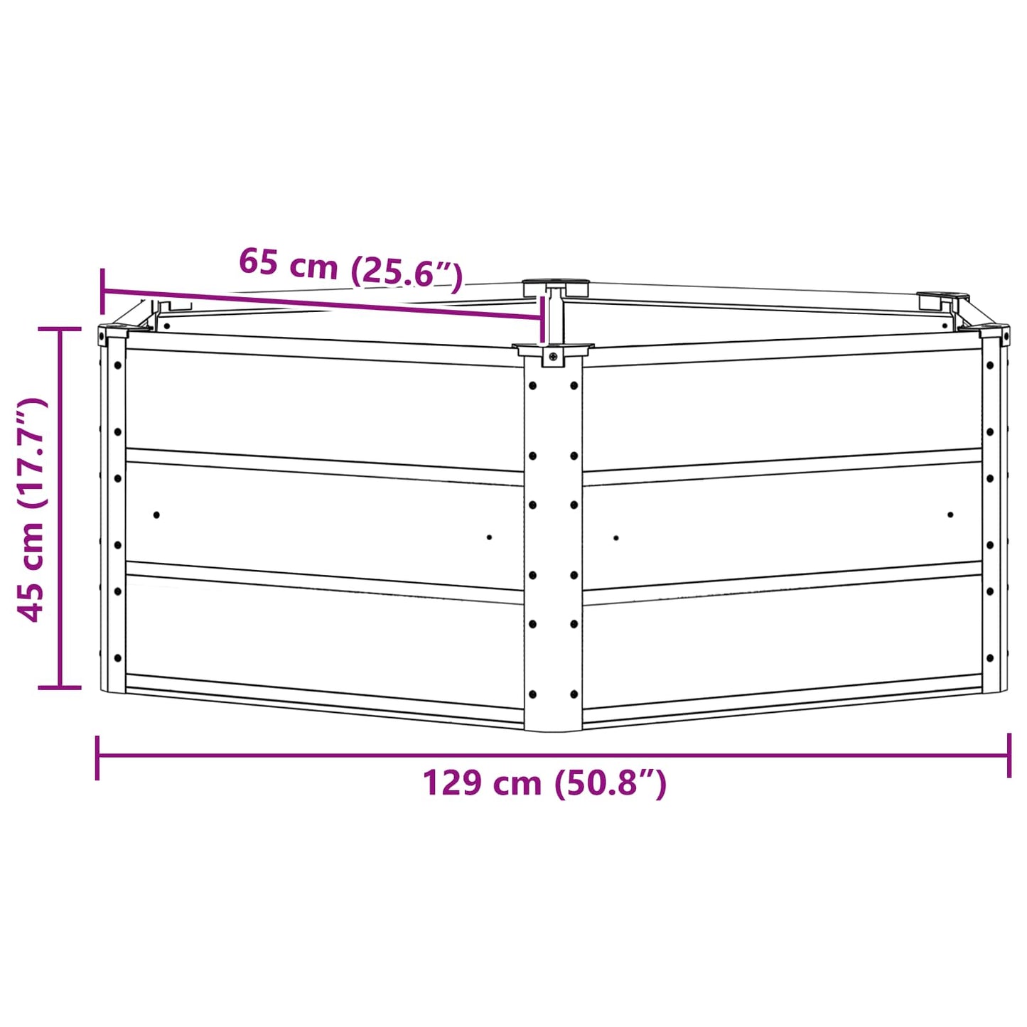 vidaXL Planter Light Grey 129 x 129 x 45 cm Steel