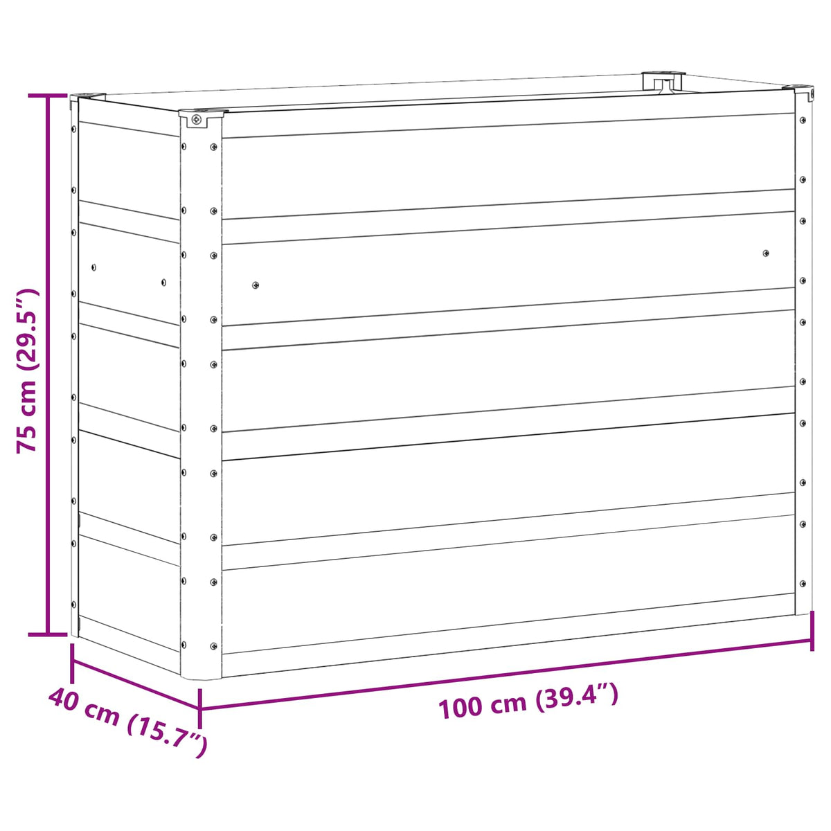 vidaXL Planter Anthracite 100 x 40 x 75 cm Steel