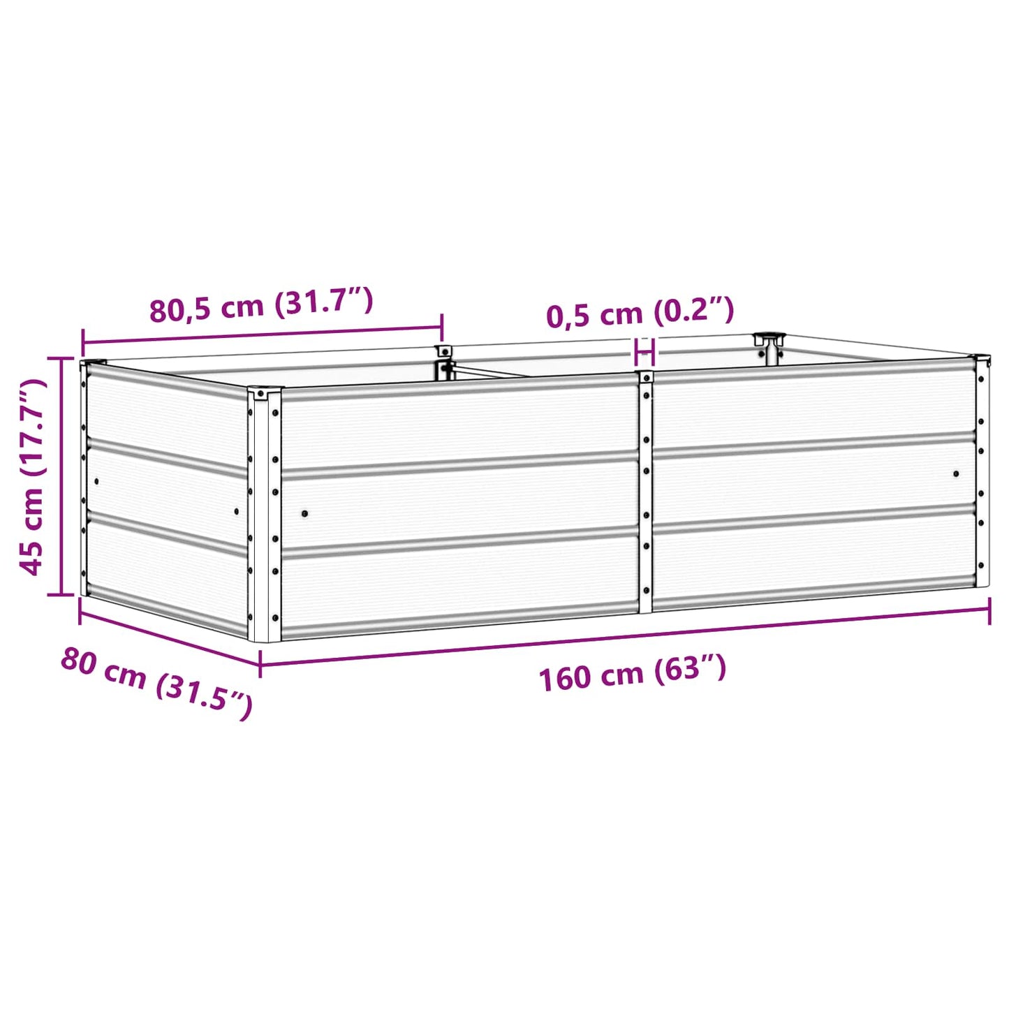 vidaXL Planter Green 160 x 80 x 45 cm Steel