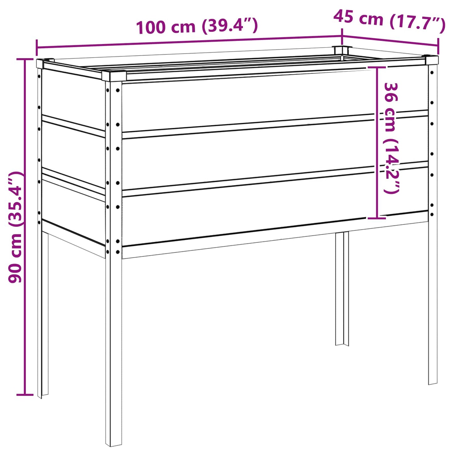 vidaXL Planter Pastel Green 100 x 45 x 90 cm Galvanised Steel