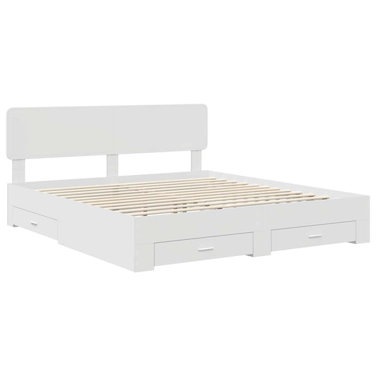 vidaXL Bed Frame with Headboard White 180 x 200 cm Engineered Wood