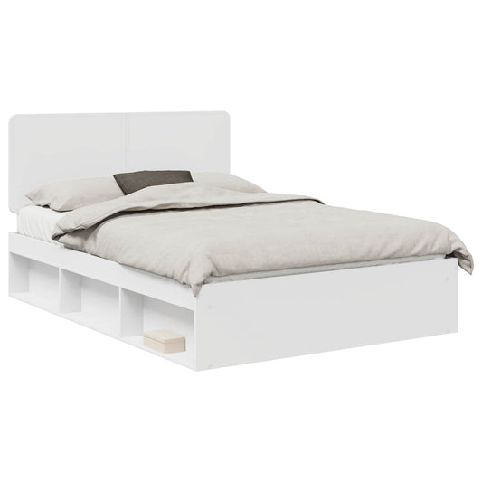 vidaXL Bed Frame with Headboard White 140 x 200 cm Solid Pine Wood
