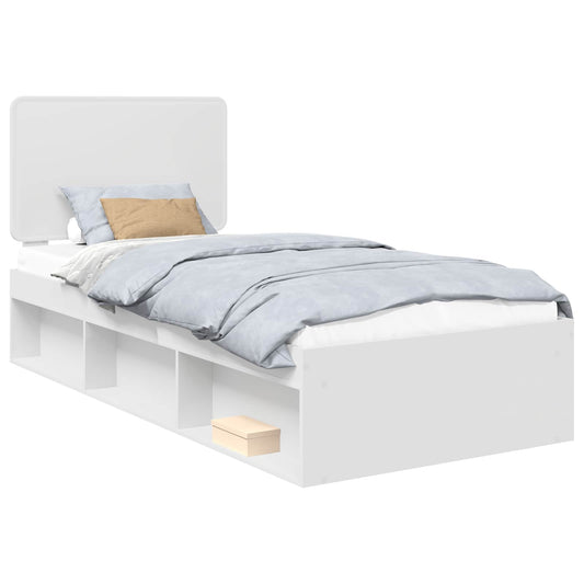 vidaXL Bed Frame with Headboard White 100 x 200 cm Solid Pine Wood
